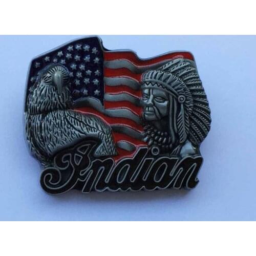 American Flag And Indian Head Belt Buckle