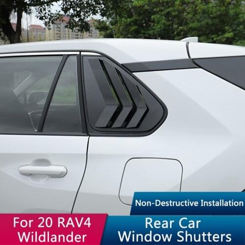 QHCP 1Pair Car Rear Door Louver Windows Triangle Shutters Trim Sticker Window Protect Accessories For Toyota RAV4 Wildlander2020