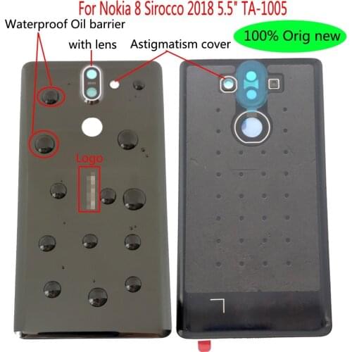 Shyueda 100% Orig New with Lens For Nokia 8 Sirocco 2018 5.5" TA-1005 Glass Rear Back Housing Battery Cover