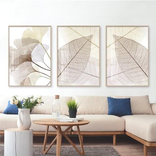 Scandinavian Posters Plant Leaf Veins Wall Art Ginkgo Canvas Painting Nordic Prints Modern Pictures for Living Room Home Decor