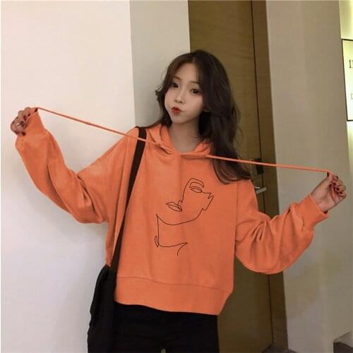 Hip Hop Crop Top Sweatshirt for Woman Ulzzang Hoodie Thin Cotton Short Tops Female Itself Streetwear Sweatshirts Sudaderas Mujer