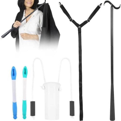 Dressing Aids Sock Aid Toilet Aids Tool Long Dressing Stick Clip Pull Dressing Aid Strap Set for Elderly Home Health Aids Tools