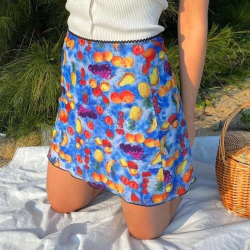 2021 Womens Casual High Waist Slim Fit Skirt Summer Personality Printing A-line Short Skirt