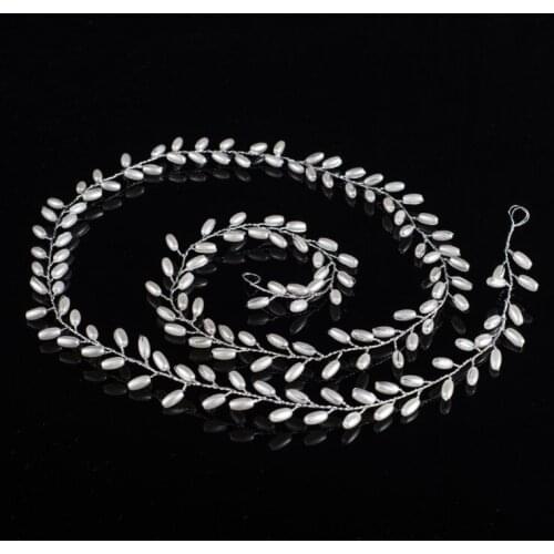 Ladies Long Hairbands Wedding Head Jewelry Pearl Bride Headbands Colors Headbands Tiara Hair Decorations For Bridal Prom