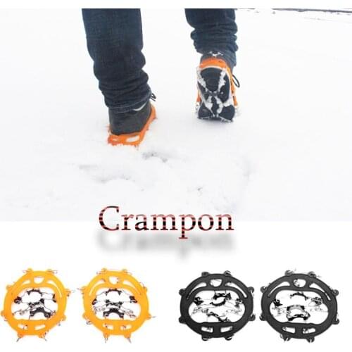1 Pair 8 Teeth for Shoes 35-46 Outdoor Hiking Ice Gripper Crampons Antiskid Shoe Covers Climbing Claw Snow Ski Shoes Nail Chain