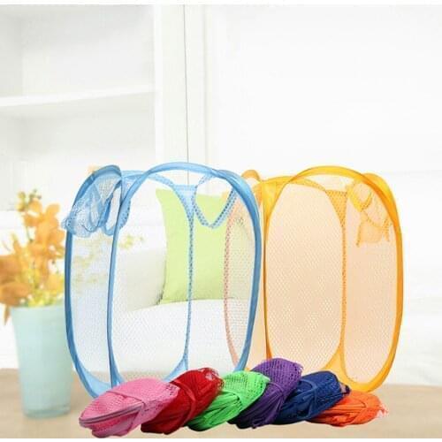 1PC Mesh Laundry Hamper Foldable Breathable Clothes Bin Towels Bags Toys Basket Household Versatile Sundries Storage Organizer