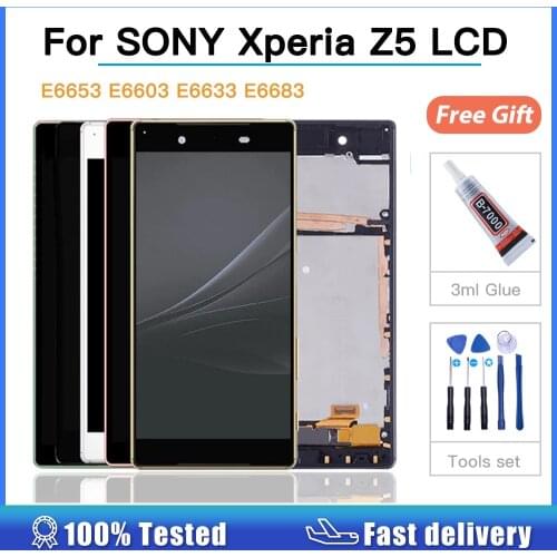 100% Tested 5.2" LCD For SONY Xperia Z5 LCD Touch Screen Digitizer Assembly For Sony Z5 E6653 E6603 E6633 Display with Frame