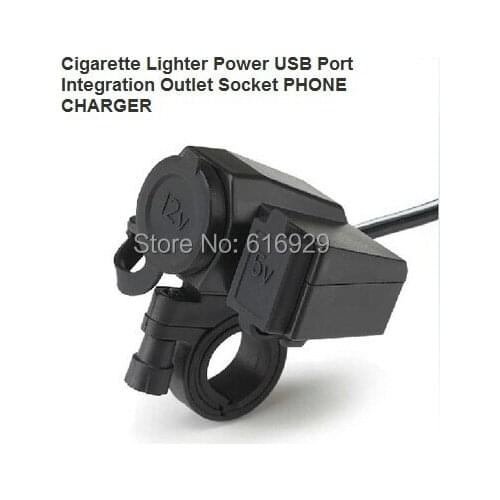 12V/24V Motor Cigarette Lighter Power USB Port Integration Outlet Socket PHONE CHARGER For honda yamaha suzuki kawasaki ducati