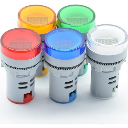 22mm 60-500V AC LED Digital Display Gauge Volt Voltage Meter Indicator Signal Lamp Voltmeter Lights Tester Combo Measuring Range