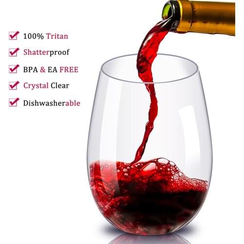 4PCS/Set Shatterproof Plastic Wine Glass Unbreakable PCTG Wine Tumbler Cups Reusable Transparent Fruit Juice Beer Cup Drinkware