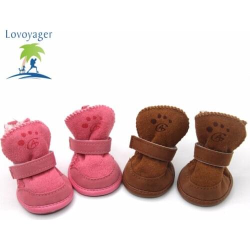4pcs Warm Snow Winter Pet Dog Shoes Anti-slip Rain Snow Boots Footwear Thick Warm For Small Cats Dogs Puppy Dog Socks Booties