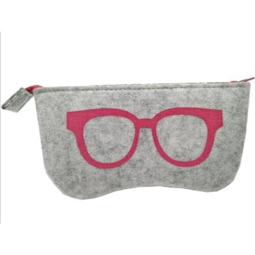 4 Colors Exquisite Wool Felt Cloth Eyeglass Case Women Sunglasses Boxes Children Zipper Bag 20PCs/Lot Free Shipping