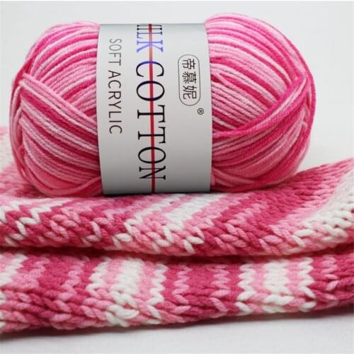 50g Rainbow Color Hand-woven Cotton Yarn Soft Crochet Thick Yarn For Hand Knitting Warm Sweater Sofa Cushion Scarf DIY