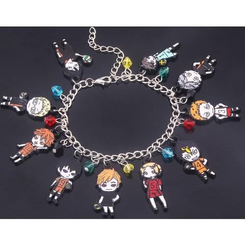 Anime Haikyuu Charm Bracelets Cute Figure Hinata Shoyo Kageyama Tobio Kenma Kozume Pendant Bangles Bracelet For Cartoon Fans