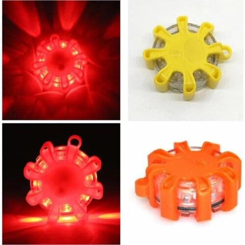 Car LED Road Flare Warning Light Emergency Light Disc Safety Flashing Light Roadside Beacon Magnetic Base Light With Batteries