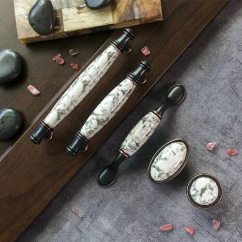 96mm Bronze Kitchen cabinet handle Ceramic drawer pull knob Antique brass dresser pulls Cupboard wardrobe furniture door handles