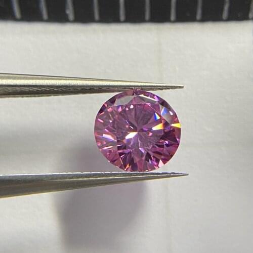 VVS1 Clarity Round Brilliant Cut 8mm 2 Carats Synthetic Pink Moissanite Diamond Color Stone For Ring DIY