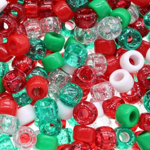CHONGAI 500Pcs 6 * 9mm Barrel Bead Acrylic Christmas color of Jewelry Making Kids DIY