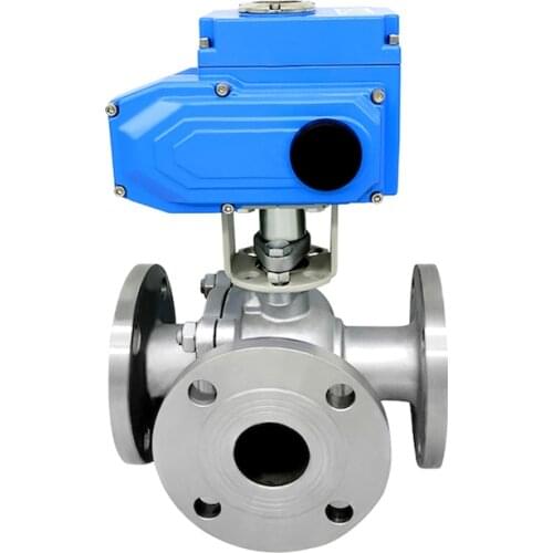 Electric Stainless Steel Tee Valve Flange Ball Valve Q944/45F-16P/25P DN15 25 50 65 80 100 DN
