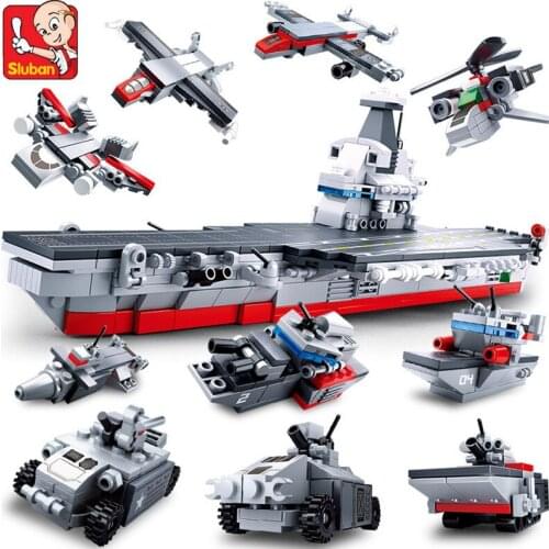 361Pcs NAVY Aircraft Carriers Sea Air And Land Military Corps ARMY Building Blocks Sets Bricks Educational Toys for Children
