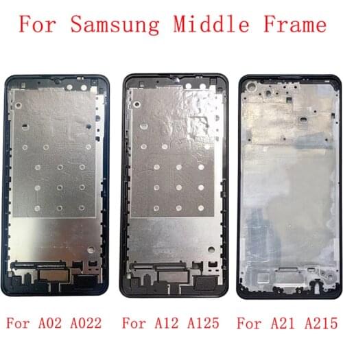 Middle Frame Housing LCD Bezel Plate Panel Chassis For Samsung A02 A12 A21 A20S Phone Metal Middle Frame Replacement Parts