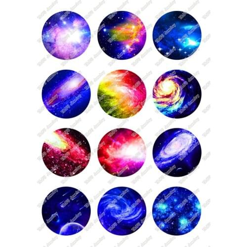 24pcs/lot Round Glass Cabochon Colorful Starry Sky Galaxy Nebula Planet 12mm 14mm 20mm 25mm DIY Jewelry Making Findings T117