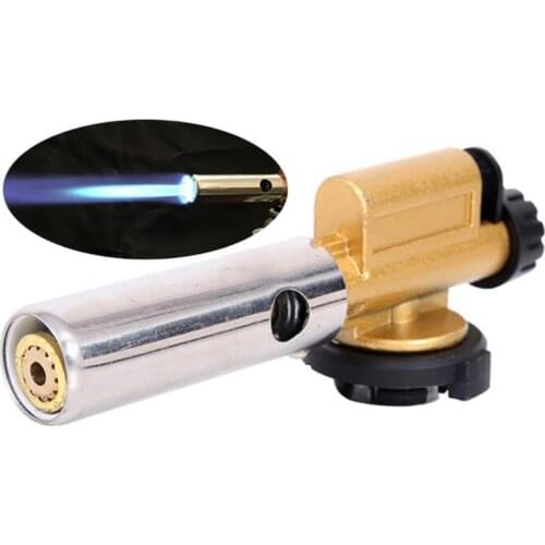 Electronic Ignition Brass Gas Torch Portable Outdoor Butane Torch, Kitchen Cooking Torch Lighter for BBQ, Pastries, Soldering
