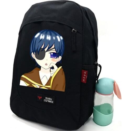 Black Butler Cute Cartoon Character School Backpack Fashion Casual Travel Camp Bags Roomy Multifunctional Canvas Unisex Bookbags