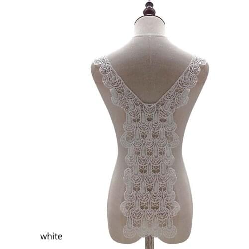 NEW white cotton Embroidery Sewing flower Lace fabric DIY Applique collar Ribbon 3D Trim guipure wedding Dress cloth accessory