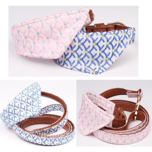 New Leather Wave Pattern Bowknot Pet Dog Collar Cat Neck Strap Dog Bandana Bib Neckerchief Scarf Leads Rope