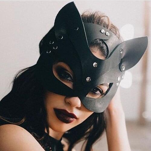 UYEE New Face Shield Female Cosplay Cat Ear Design Ladies Face Mask Costume Party Prom Cosplay Costumes Steampunk Halloween Mask