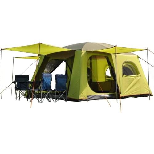 6-12 People Travel Outdoor Camping Two Rooms One Hall Big Tent Double-Storey 4-Rooms Sun Protection Against Heavy Rain With Net