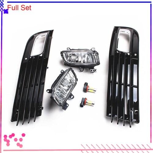 Black Front Left Right Bumper Lower Fog Light LED Lamp Grilles Cover For AUDI A8 Quattro D3 2008-2010 4E0 807 681 4E0 807 682