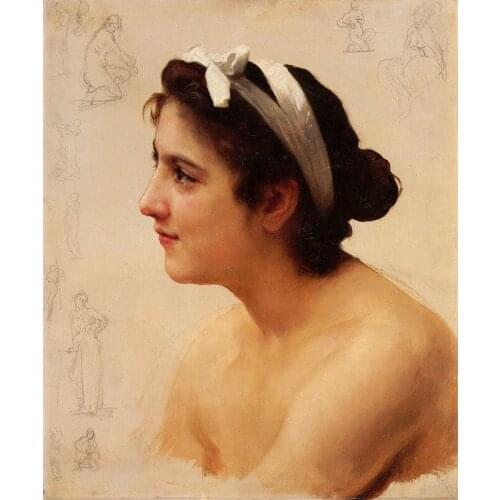 Handmade Oil painting reproduction Study of a Woman by William Bouguereau