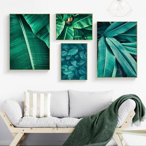 Nordic Fresh Home Decor Canvas Art Painting Leaf Plant Picture Wall Art For Living Room Wall Backdrop Minimalist Decor Painting