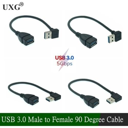 20cm 5Gbps USB 3.0 Right / Left /Up/Down Angle 90 Degree Extension Cable Male To Female Adapter Cord USB Cables