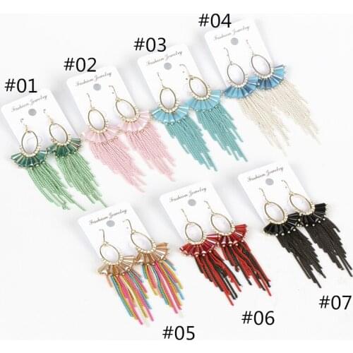 Dankaishi Vintage Luxury Long Metal Chain Tassel Earrings for Women Boho Ethnic Style Big Dangle Drop Earrings Crystal Glass