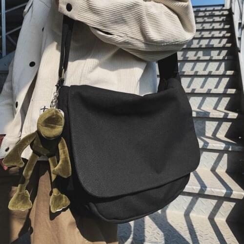 Japanese solid color large-capacity canvas bag male Harajuku postman bag tide leisure student shoulder bagmessengerbag