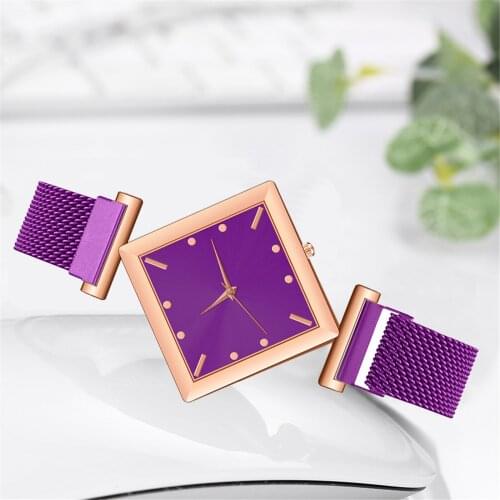Ladys Purple Diamond Stainless Steel Quartz Watch Watches Women Fashion Watch 2021 Bracelet Digital Watch For Girls Relógio