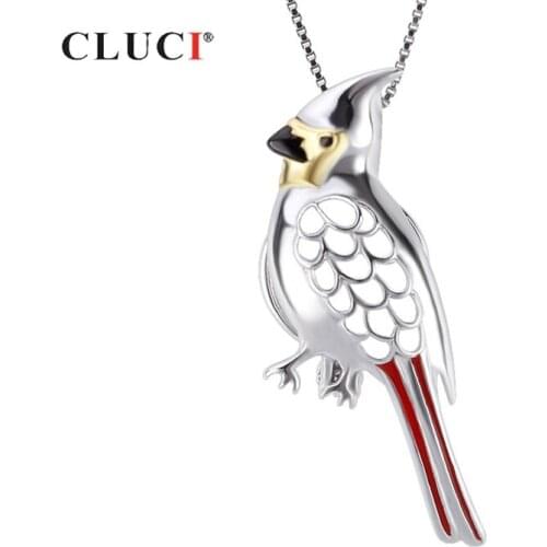 CLUCI Silver 925 Cute Bird Charms Pendant for Necklace Jewelry Women Real 925 Sterling Silver Bird Pearl Locket SC372SB