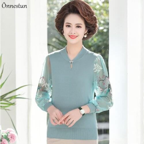 Sweater Women New Autumn Spring Women Pullover Crop Top Women Clothing Causal Embroidery Chiffon Sleeve Sweaters For Women