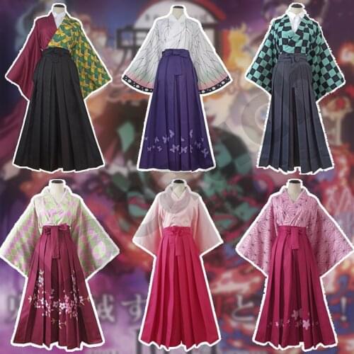 Cosplay Demon Slayer Kimetsu No Yaiba Kimono Kochou Shinobu Tomioka Giyuu Full Set Wig Cosplay Halloween Carnival Party Costume