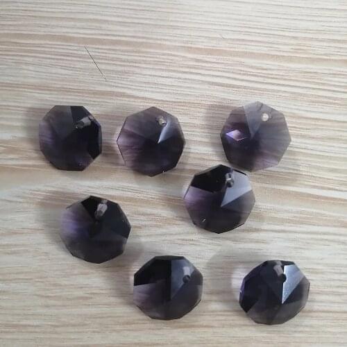 Camal 20pcs (One Hole) Violet 14mm Crystal Octagonal Loose Bead Prisms Chandelier Lamp Part Wedding Centerpiece Hanging Decor