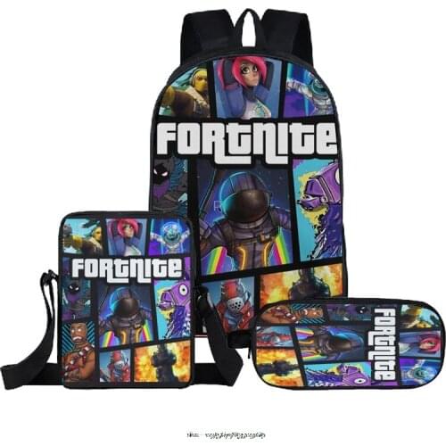 3D Printed Games Backpacks For Teenager High Quality Children Satchel Bag Fortnite Scool Bags 3pcs Primary Mochila