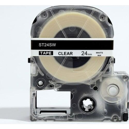 3PK/lot Free shipping White on clear ST24SW 24mm label tape KINGJIM LC tape cartridge for Tepra Labelworks label printer