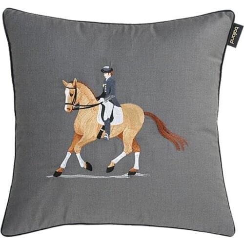 45/50cm high end grey cusihon cover horse embroidered pillow case decorative pillow cover household
