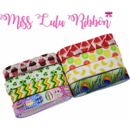 5/8"16mm Summer Series Colorful Waves Printed Fold Over Elastic Ribbon Hair Band Making DIY St. Patricks Day 50yards/roll