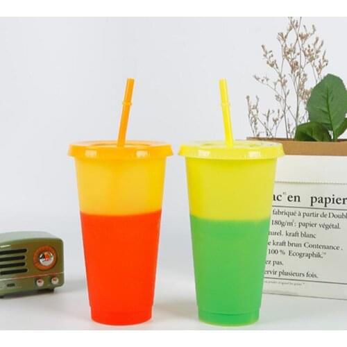 5 Pieces Color Changing Cups Cold Beverage Juice Drink Cups Tumblers 720ml