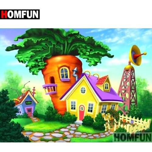 HOMFUN Full Square/Round Drill 5D DIY Diamond Painting "Cartoon houses" Embroidery Cross Stitch 5D Home Decor Gift A08962