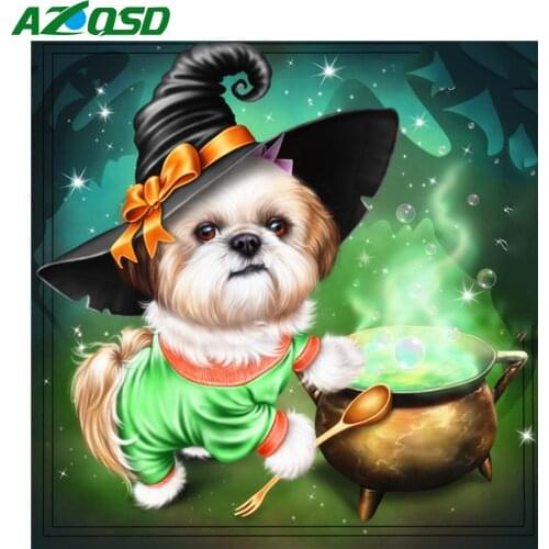 AZQSD Diamond Embroidery Diy Dog Cross Stitch Kits Handmade Craft 5d Diamond Painting Animal Picture Of Rhinestones Home Decor